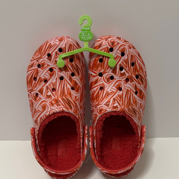 Crocs Classic Lined Candy Cane Slip On Clogs Women's Size 8 NWT - Picture 1 of 12